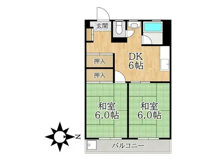 宮崎ビルディングメゾン小岩(2DK/6階)の間取り写真