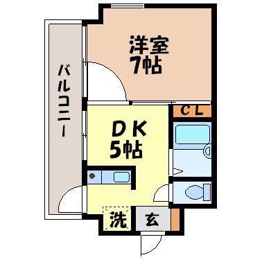 スカイヒルズ青山(1K/2階)の間取り写真