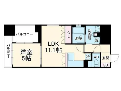 リーガル西長堀II(1LDK/4階)の間取り写真