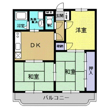 グレースハイム(3DK/2階)の間取り写真