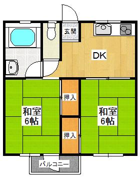 青葉ハイツ(2DK/3階)の間取り写真