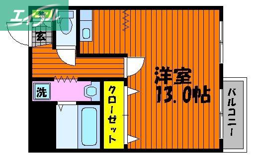 グランデュール医大南(ワンルーム/10階)の間取り写真