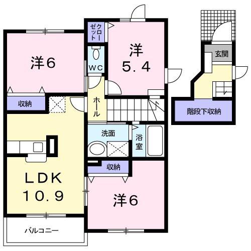 メゾン アンジュD棟(3LDK/2階)の間取り写真