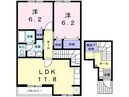 レジデンス東蒲田(2LDK/2階)の間取り写真
