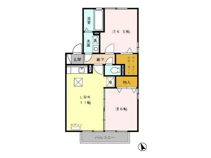 リビングタウン上堀B(2LDK/1階)の間取り写真