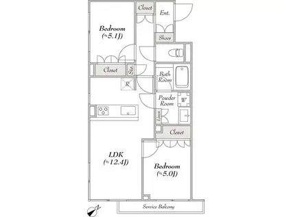 ルミークアン上原(2LDK/3階)の間取り写真