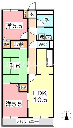 デューク白楽町 I(3LDK/1階)の間取り写真