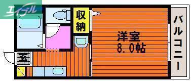 ディアス21 B棟(1K/1階)の間取り写真