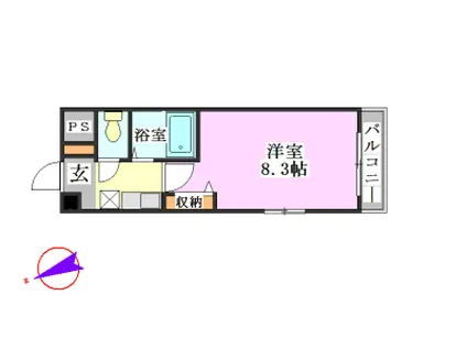 クレセントヒル(1K/1階)の間取り写真