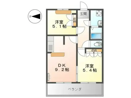 イーストリバーIII(2DK/1階)の間取り写真