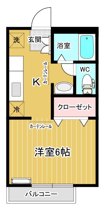 ヴェルディ春日B(1K/2階)の間取り写真