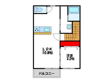 サニーウェル岡垣I(1LDK/2階)の間取り写真