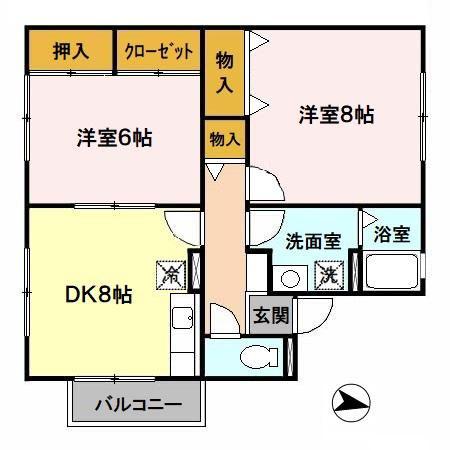 ブランドール(2DK/1階)の間取り写真