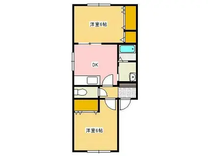 ジュネス焼津 A(2DK/2階)の間取り写真