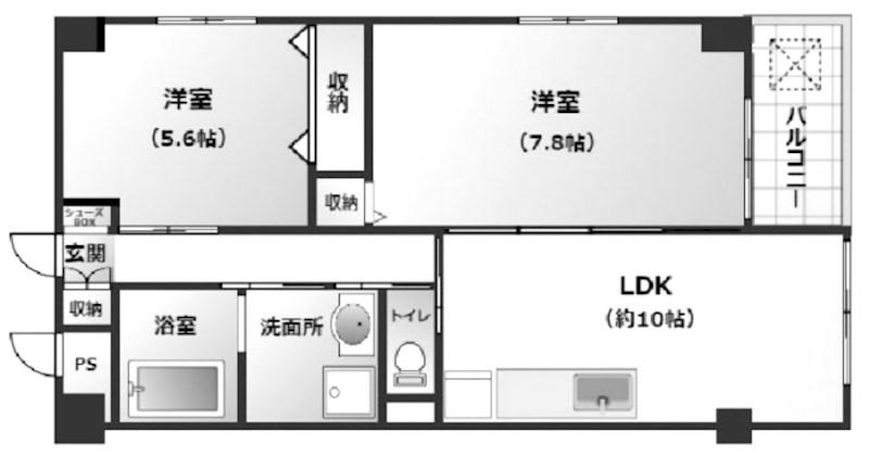MAISON AKASHI(2LDK/2階)の間取り写真