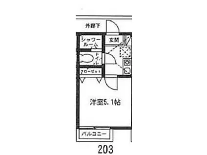 GAP草加(1K/2階)の間取り写真