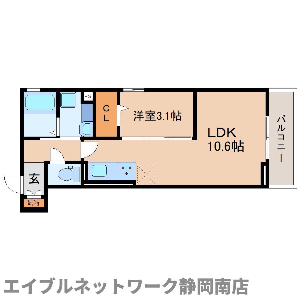 プロムナード八幡(1LDK/3階)の間取り写真