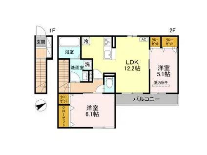 ソリッソ大久保町西嶋(2LDK/2階)の間取り写真