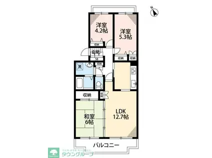 パークヒル飯山満1・2・3(3LDK/2階)の間取り写真