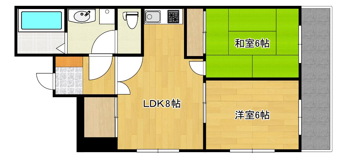 MARUYA BLDG.3(2LDK/5階)の間取り写真
