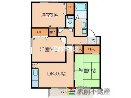 まいハイム(3DK/2階)の間取り写真