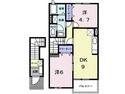 ヴィラ・ユニゾンA(2DK/2階)の間取り写真
