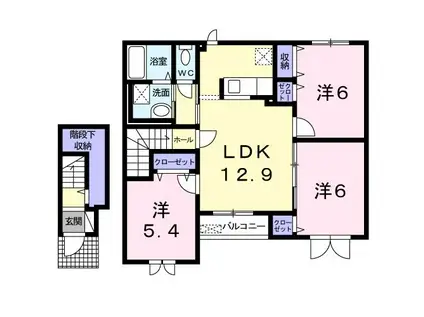 ＪＲ宗谷本線 名寄駅 バス乗車時間：7分 最寄りバス停で下車 徒歩1分 2階建 築16年(3LDK/2階)の間取り写真