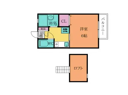 アズーロ高峰(1K/2階)の間取り写真