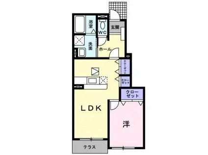 ステラK・II(1LDK/1階)の間取り写真