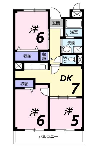 シャルマン今宿(3DK/2階)の間取り写真
