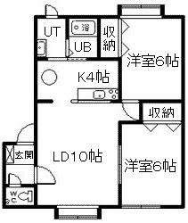 バイオレットAB棟(2LDK/1階)の間取り写真