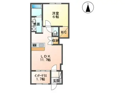 AグランドパレスII(1LDK/1階)の間取り写真