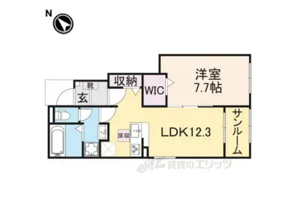 カーサKスワン2(1LDK/1階)の間取り写真