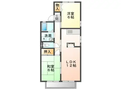 セジュール郷西 A棟(2LDK/2階)の間取り写真