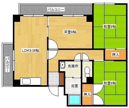 第1清水ビル(2SDK/3階)の間取り写真