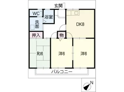 アルシェA・B(3DK/1階)の間取り写真