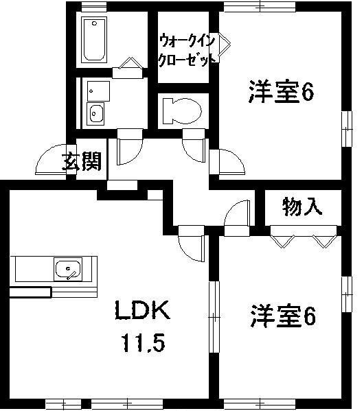 メルベーユ・ボヌール C棟(2LDK/1階)の間取り写真