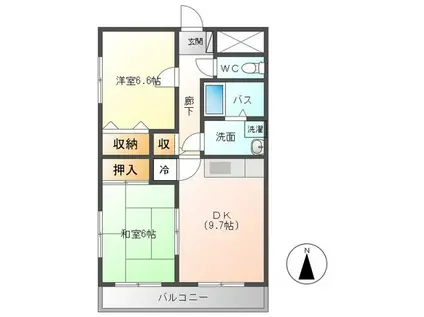 アルカディア・里(2DK/3階)の間取り写真