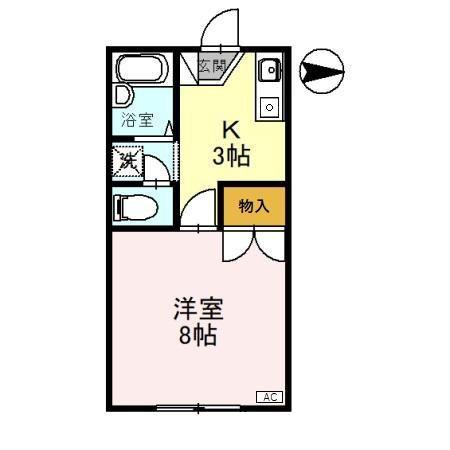 ワンズ18A棟(1K/1階)の間取り写真