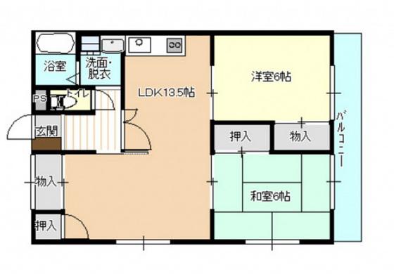 メゾン沖田(2LDK/1階)の間取り写真