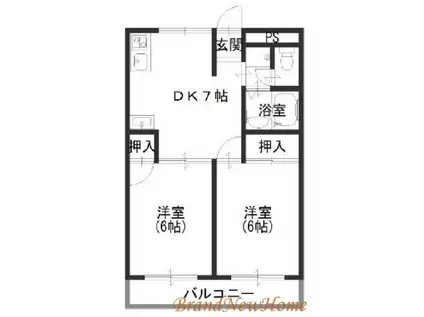 金岡コーポラス(2DK/4階)の間取り写真