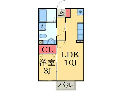 ヴェルドミールIII(1LDK/1階)の間取り写真