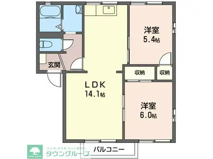 プレジオB(2LDK/2階)の間取り写真