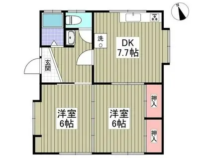 エルヴィータ上新井(2DK/1階)の間取り写真