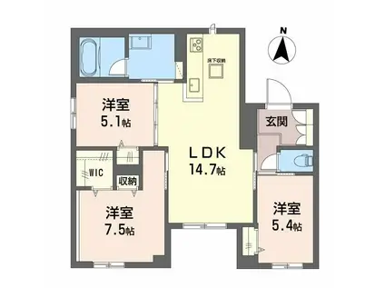 セレーノ野田(3LDK/1階)の間取り写真