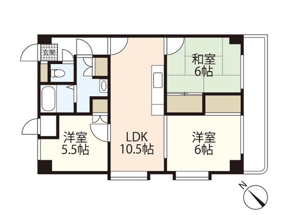 サンシャイン(3LDK/6階)の間取り写真