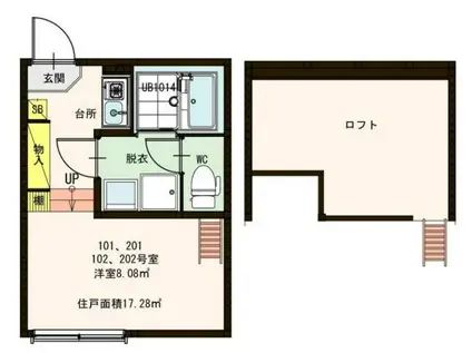 Dコート西新井(1K/2階)の間取り写真