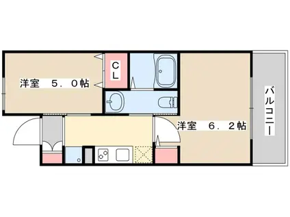 エステムプラザ神戸西Ⅴミラージュ(2K/13階)の間取り写真