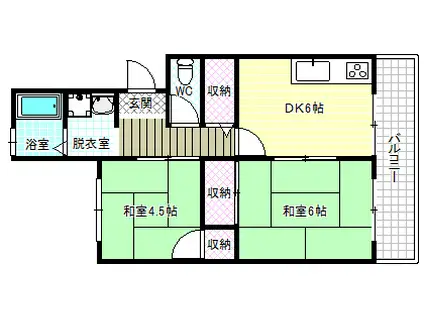 グリーンハイツ松原(2LDK/4階)の間取り写真