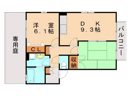 パルティーレ(2DK/1階)の間取り写真